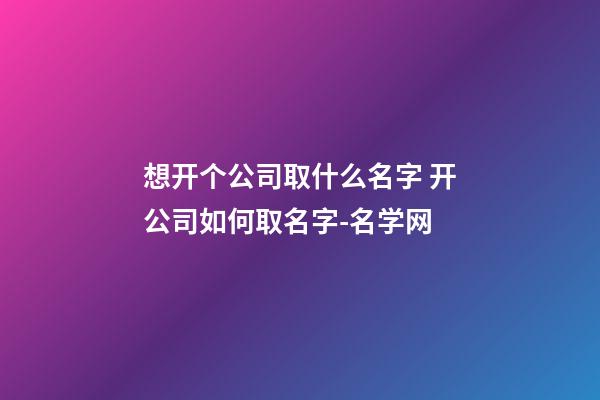 想开个公司取什么名字 开公司如何取名字-名学网